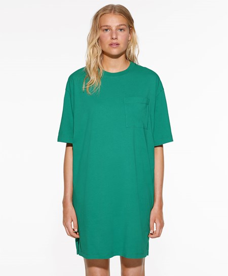 Aqua Green Oysho Washed 100% Cotton Long T-shirt | RLQK36901