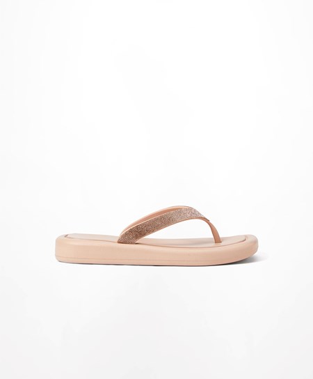 Beige Pink Oysho Jewel Beach Sandals | OAXM18432