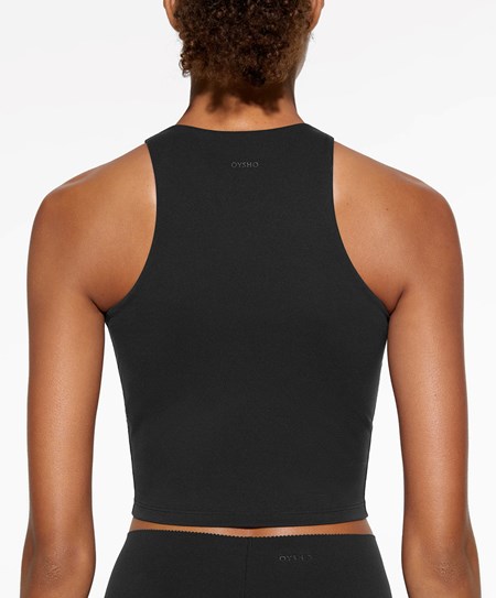Black Oysho Compressive Tank Top | PBJN96214