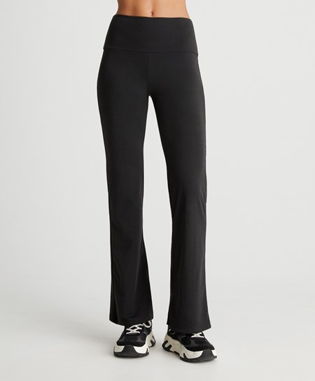 Black Oysho Light Warm Flare Trousers | XCEL74368