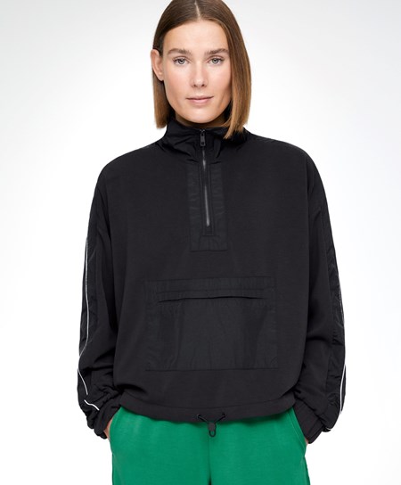 Black Oysho Modal/Nylon Side Band Sweatshirt | TSHQ21764