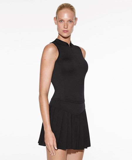 Black Oysho Sleeveless Zip T-shirt | QLAB06592