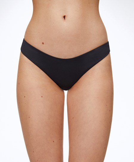 Black Oysho U-cut Brazilian Bikini Briefs | LAFZ82561