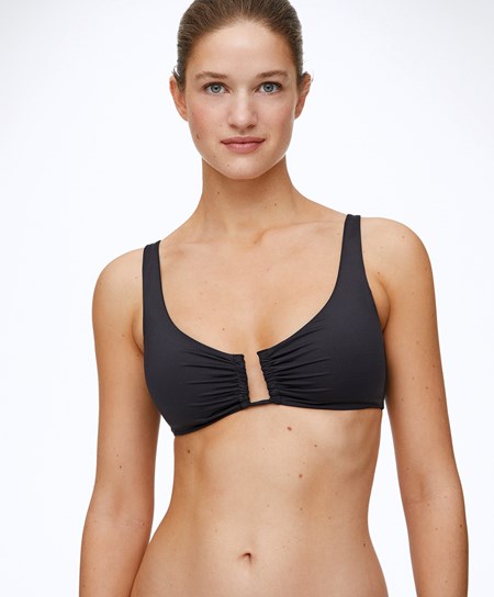 Black Oysho U-neck Halter Bikini Top | SDOT61403