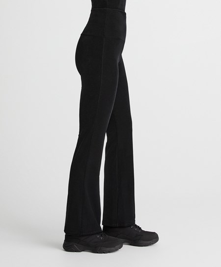 Black Oysho Velour Flare Trousers | OQPC05261