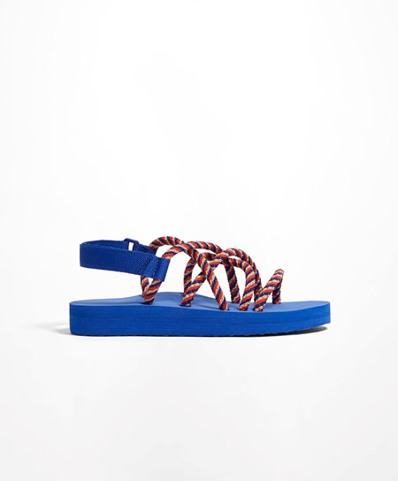 Blue Oysho Multi-coloured Cord Beachwear Platforms | BTCM68715