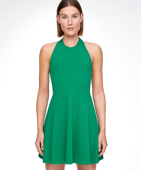 Bright Green Oysho Light-touch Halter Dress | YEQK05428