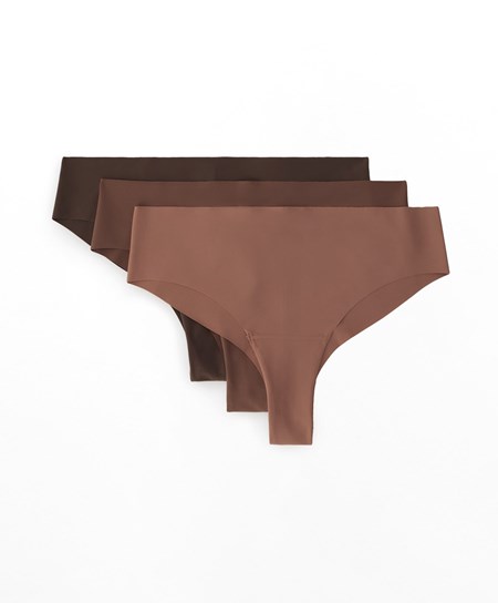 Brown Oysho 3 Pantone™ Invisible Cheeky Brazilian Briefs | EKCS87152