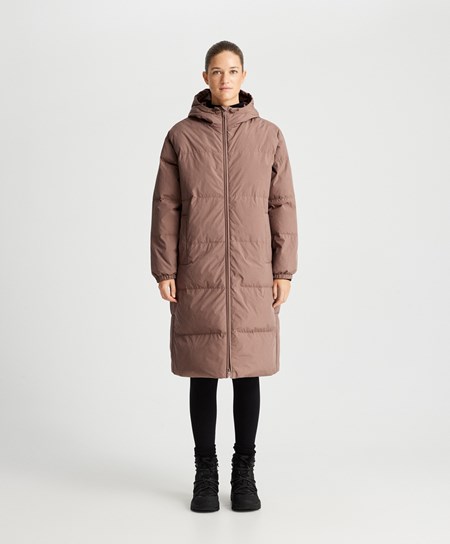 Brown Oysho Long Padded Flower Down® Jacket | QXFJ96153