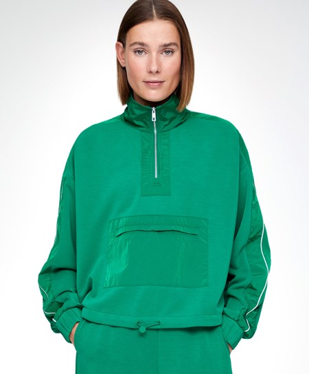 Dark Green Oysho Modal/Nylon Side Band Sweatshirt | BVYL25107