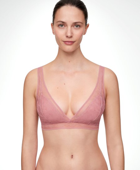 Dark Mauve Oysho Lace Triangle Bra | OHME24691