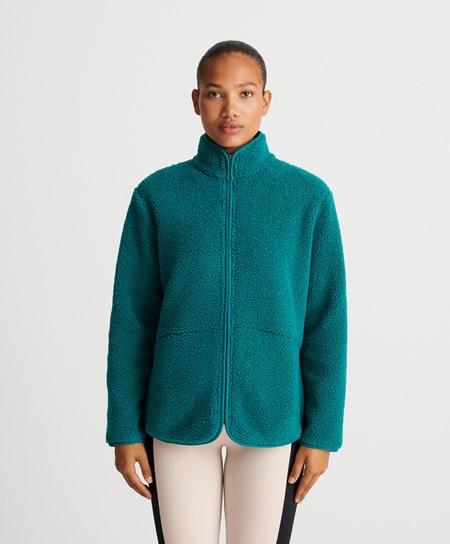 Duck Green Oysho Faux-shearling Jacket | NFCO50291