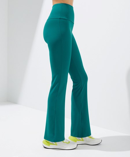 Duck Green Oysho High-rise Comfortlux Flare Trousers | OMNE29085