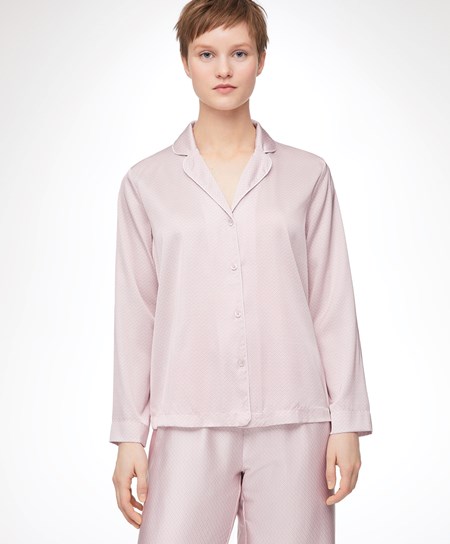 Dusty Pink Oysho Long-sleeved Satin Shirt | DIUS47520