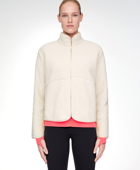 Ecru Oysho Faux-shearling Short Jacket | OBNC68371
