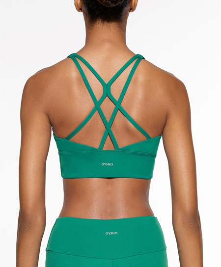 Emerald Green Oysho Medium-support Sports Bra With Cups | VQGL74938