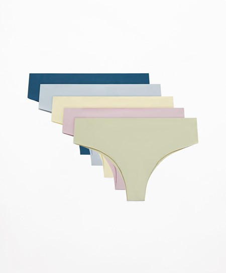 Green Oysho 5 Laser-cut Polyamide Cheeky Brazilian Briefs | USJI08659