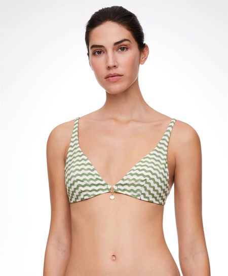 Green Oysho Zigzag Halter Bikini Top | YAEL64321