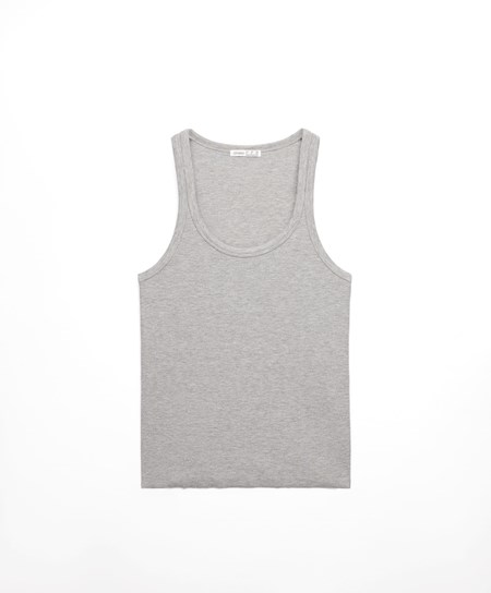 Grey Melange Oysho Ribbed Vest Top | VNDQ71059