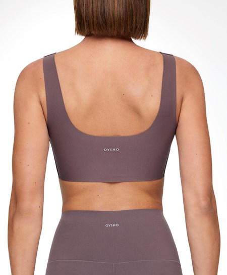 Grey-purple Oysho Perfect-adapt Medium-support Sports Bra With Cups | NETV16583