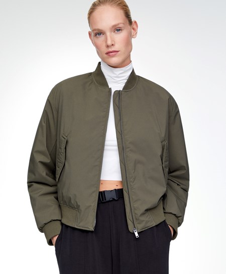 Khaki Oysho Water-repellent Bomber Jacket | LBSN98673