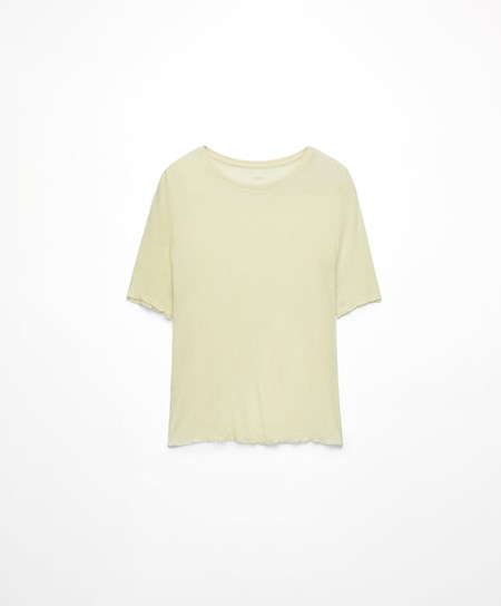 Lime Oysho Extra-fine Short-sleeved T-shirt | TWUS16754