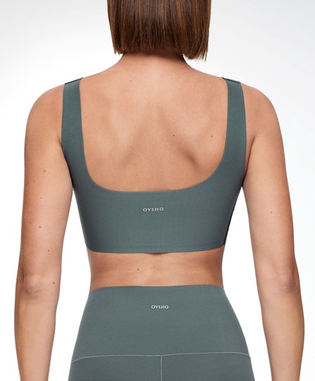 Mid Ocean Oysho Perfect-adapt Medium-support Sports Bra With Cups | RYCV91547