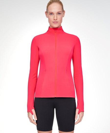 Neon Pink Oysho Light Warm Running Jacket | QNLK08395