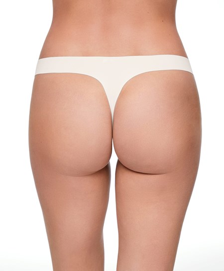 Pale Ecru Oysho Invisible Polyamide Thong | JWQL58179