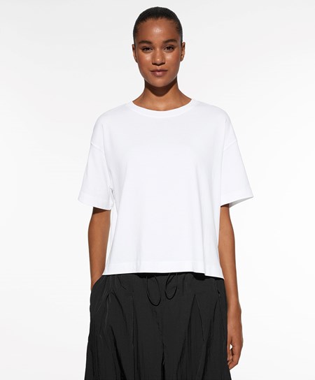 Pale Ecru Oysho Short Sleeve Cotton T-shirt | NJUP52407