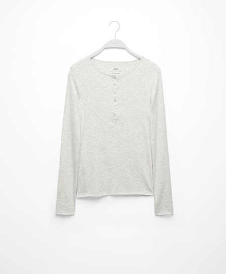 Pale Grey Melange Oysho Ribbed Long Sleeve T-shirt | ZPSQ65891