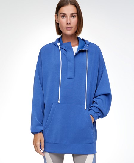 Prussian Blue Oysho Zip Soft-touch Modal Oversize Sweater | QEKG02651