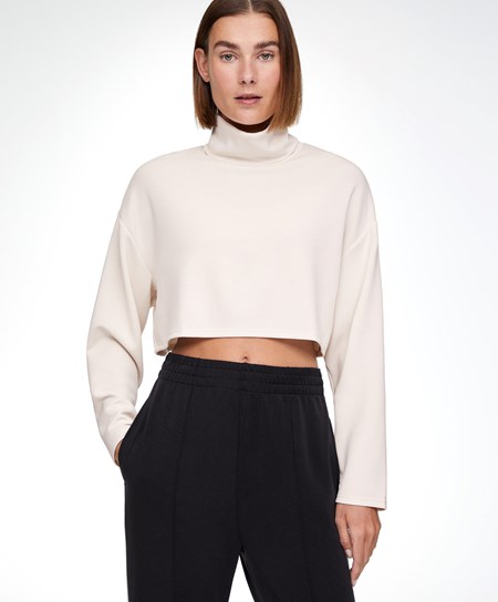 Stone Oysho Modal Roll-neck Crop Sweatshirt | BEDX32190