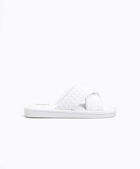 White Oysho Crossover Waffle Sandals | JYRF06932